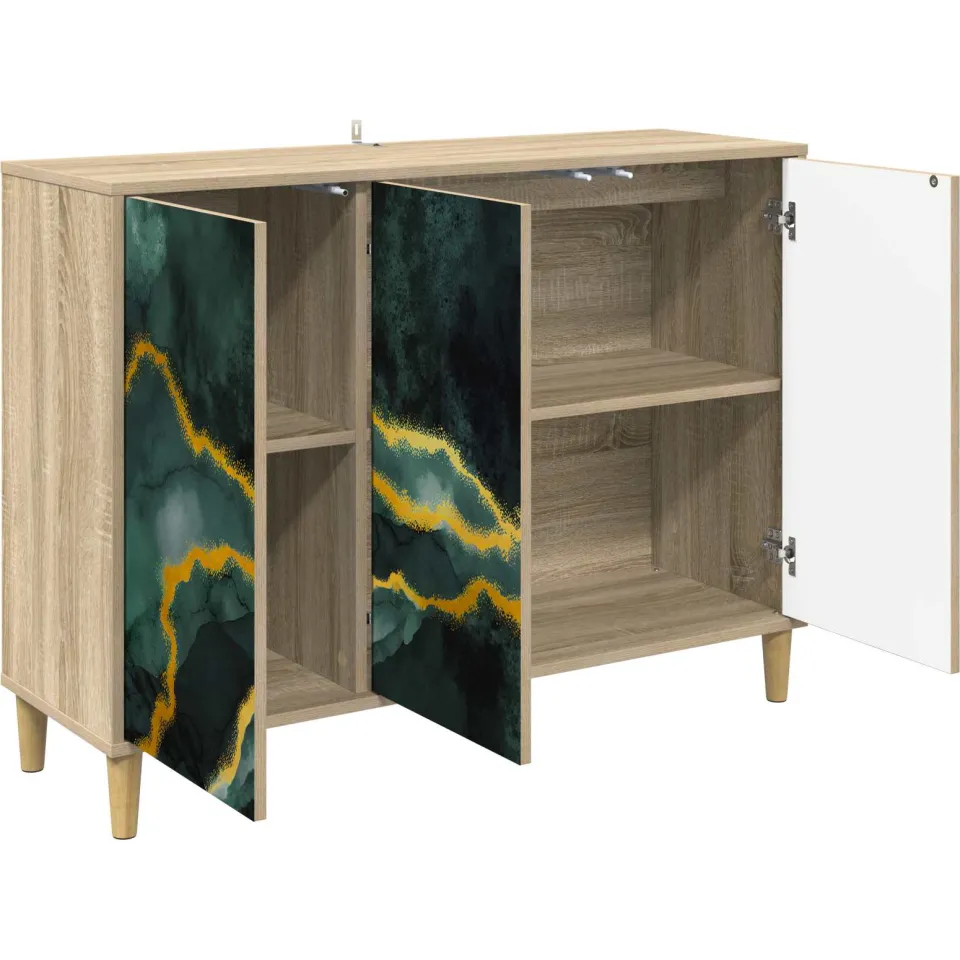 vidaXL Dressoir WIJHE Sonoma 102 x 33 x 75 cm Bewerkt hout Bruin