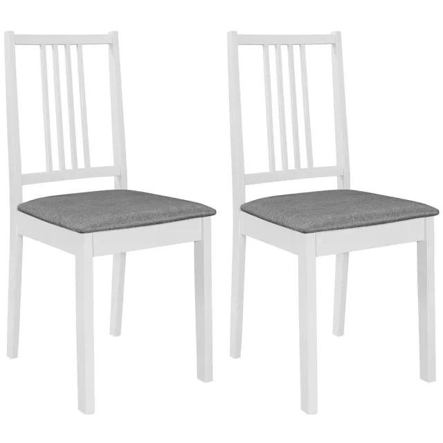 vidaXL Eetkamerstoelen met kussens 2 st massief hout wit