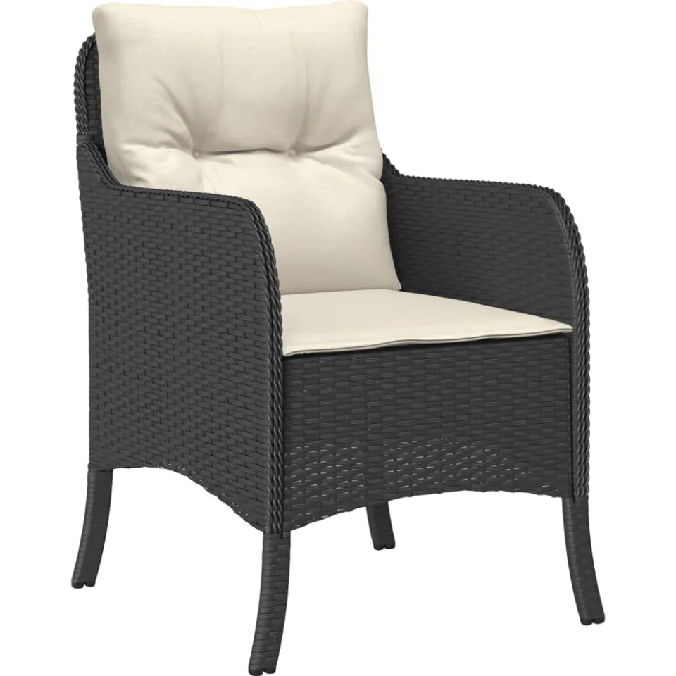 vidaXL 7-delige Tuinset met kussens poly rattan zwart