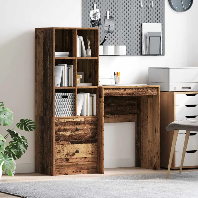 vidaXL Bureau Oudhout 105,5 x 34 x 127 cm 2 st Bruin