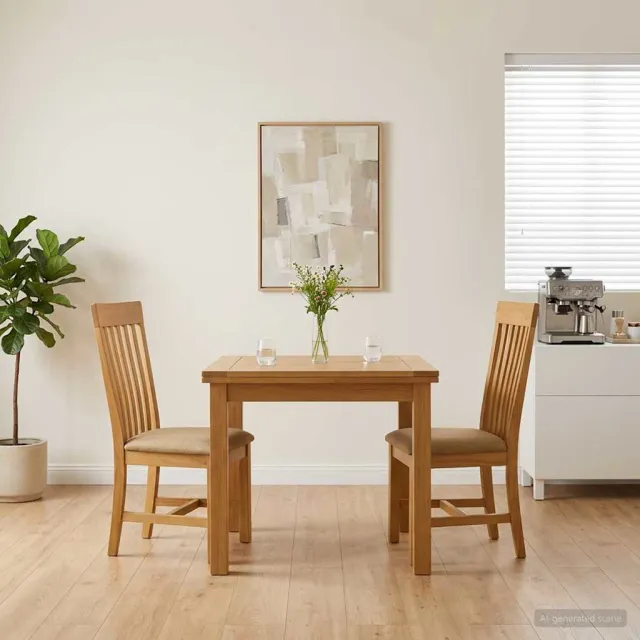 vidaXL Eetkamerstoel RIJSWIJK 2 st Massief Eikenhout Beige, foto 2
