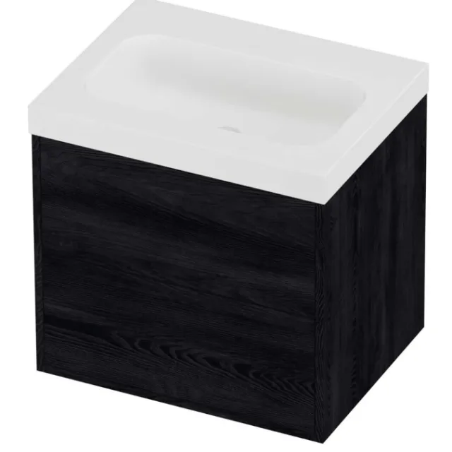 Proline Haga Badmeubelset Polystone Mezza In Kader 60x46x58 cm Mat White Black Oak Eiken