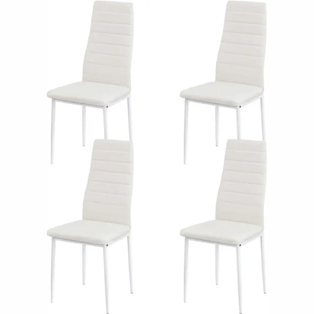 EGGREE Eetkamerstoelen set van 4 metalen keukenstoelen - eettafelstoel - comfortabele gestoffeerde stoelzitting - wit