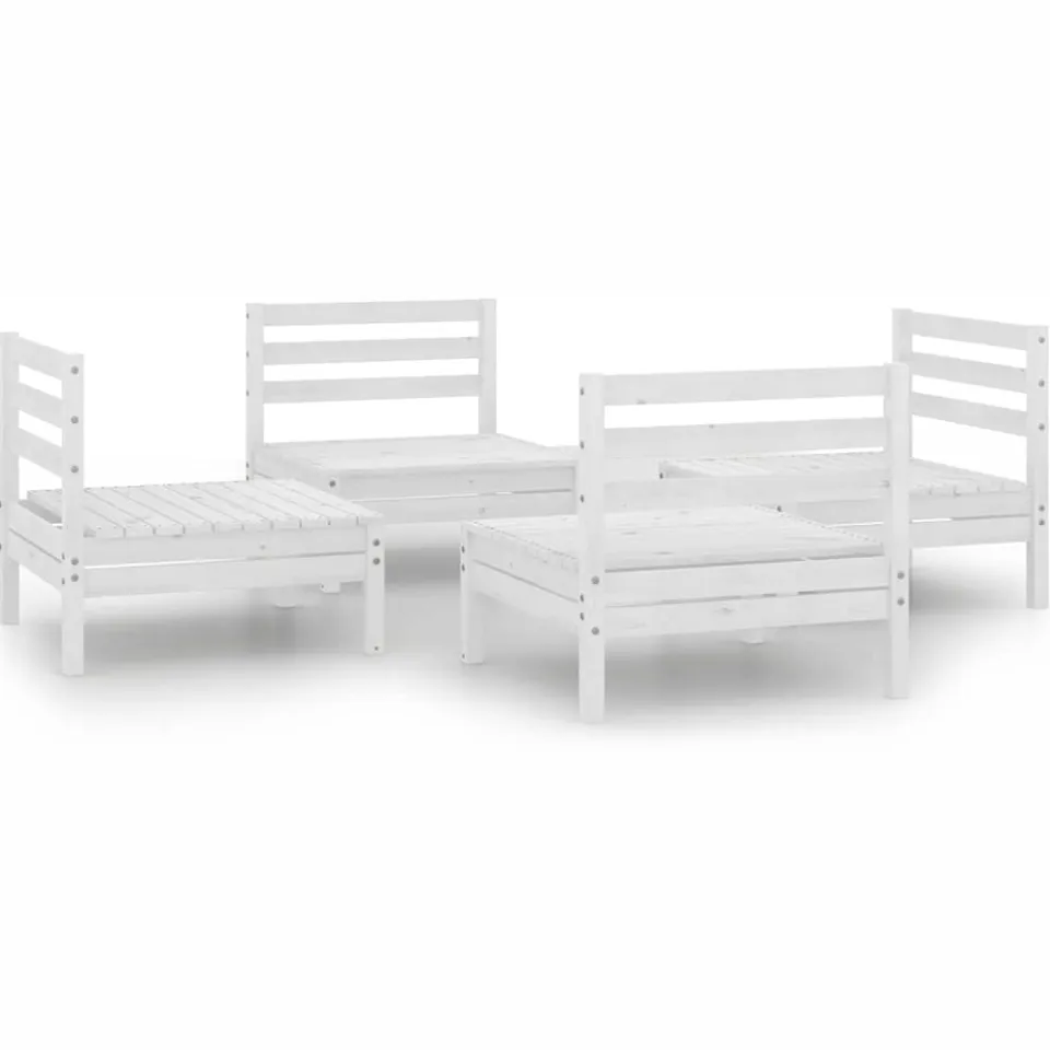 vidaXL 4-delige Loungeset massief grenenhout wit, foto 3