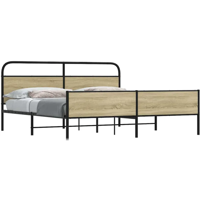 vidaXL Bedframe zonder matras metaal sonoma eikenkleurig 193x203 cm