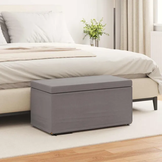 vidaXL Kruk Taupe 81 x 41 x 40 cm Stof en Geëngineerd Hout, foto 2