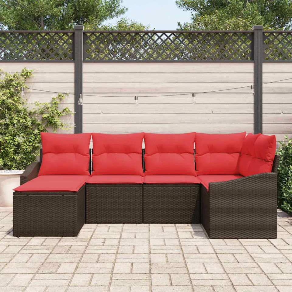 vidaXL Bankstel 6 st Bruin poly rattan, foto 3