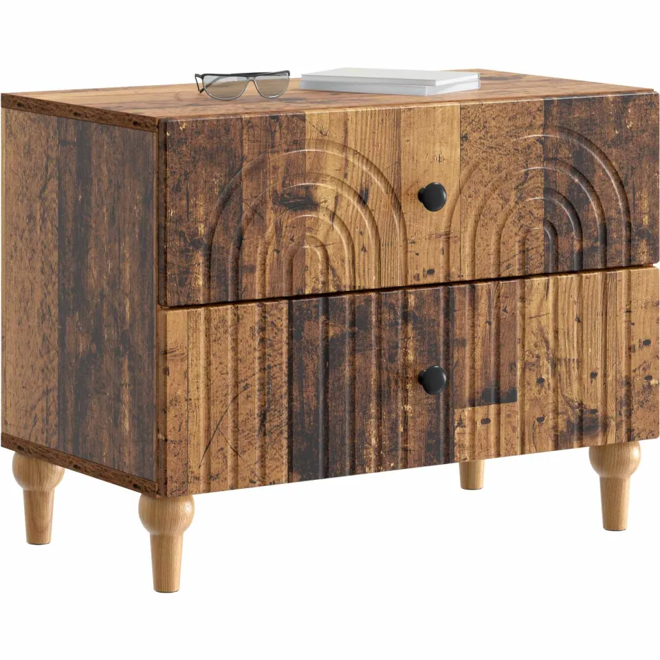 vidaXL Nachtkastje met lade Oud hout 62 x 34,5 x 48 cm Bewerkt hout bruin
