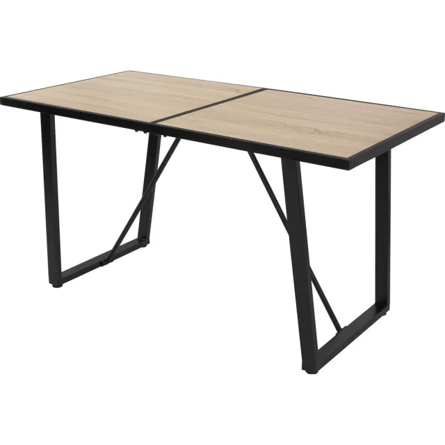 ml-design eettafel 140x70x75 cm, eiken look, rechthoekige eetkamertafel voor 6 personen, industriële keukentafel, woonkamertafel met metalen frame, bureau met in hoogte verstelbare schroefpoten Bruin, Zwart