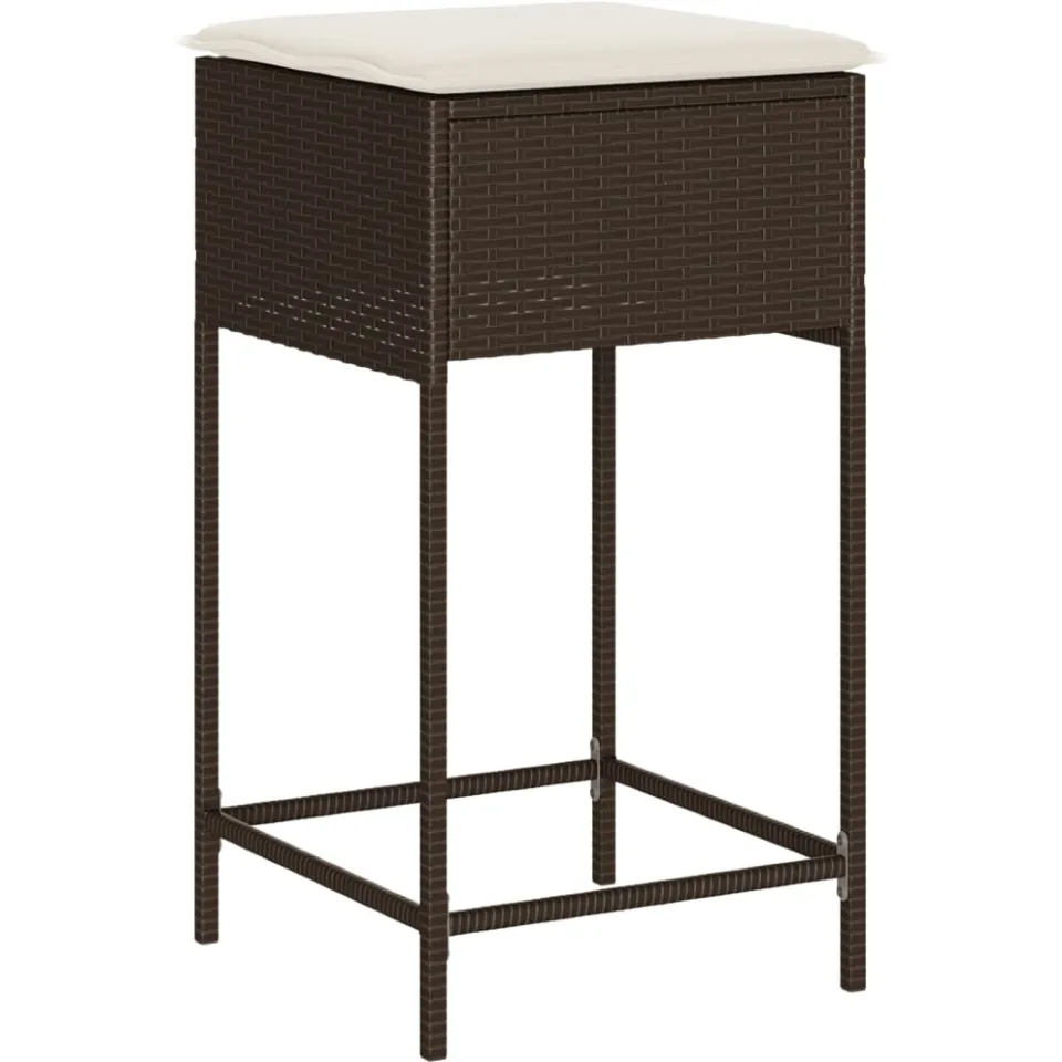vidaXL 7-delige Tuinbarset met kussens poly rattan bruin