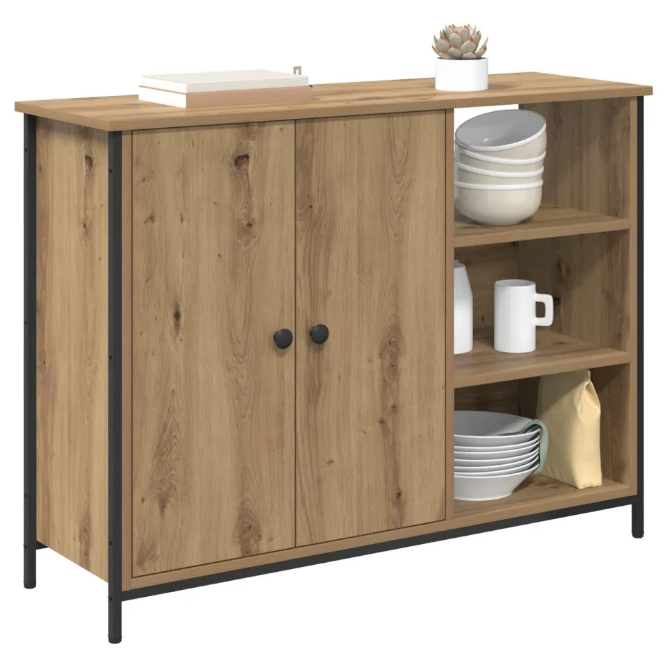 vidaXL Dressoir Artisan Eiken 100 x 33 x 75 cm Bewerkt hout Bruin