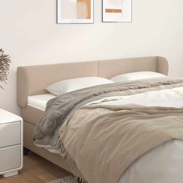 vidaXL Hoofdbord met randen 183x23x78/88 cm kunstleer cappuccinokleur Bruin