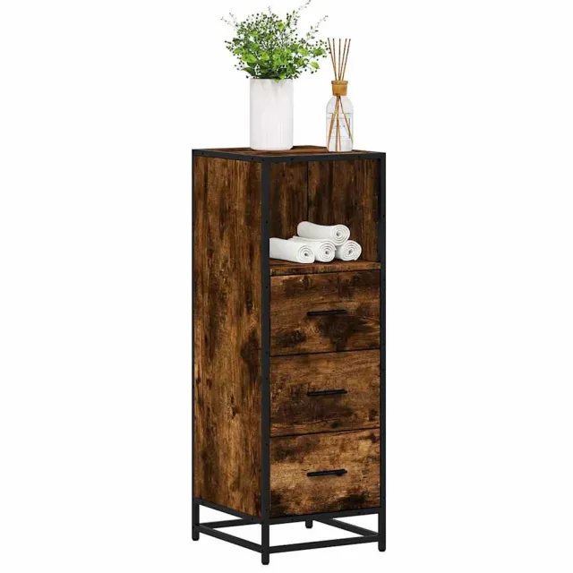 vidaXL Badkamerkast 35x37,5x100 cm bewerkt hout gerookt eikenkleurig Bruin