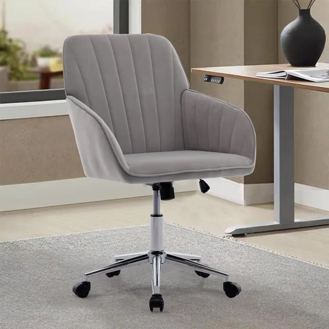 KOMHTOM BLACKCOLORS TY In hoogte verstelbare bureaustoel voor thuis en de slaapkamer, ergonomische draaistoel met rugleuning, geschikt voor langdurig zitten. Grijs