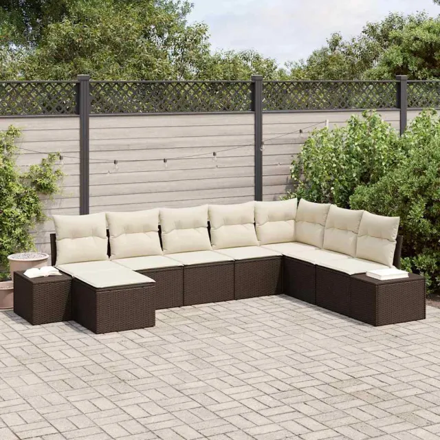vidaXL Tuin Sofa Set 8 st Bruin en Crème poly rattan, foto 2