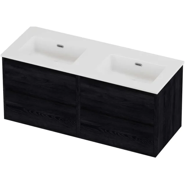 Proline Tribute Badmeubelset Porselein Elegant 4 Laden 120x46x54 cm Glans Wit Black Oak
