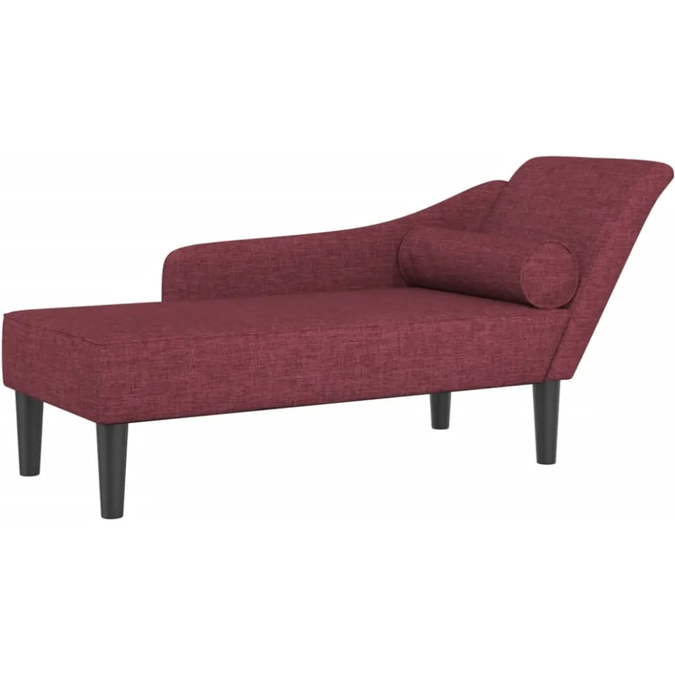 vidaXL Chaise longue met kussens stof wijnrood