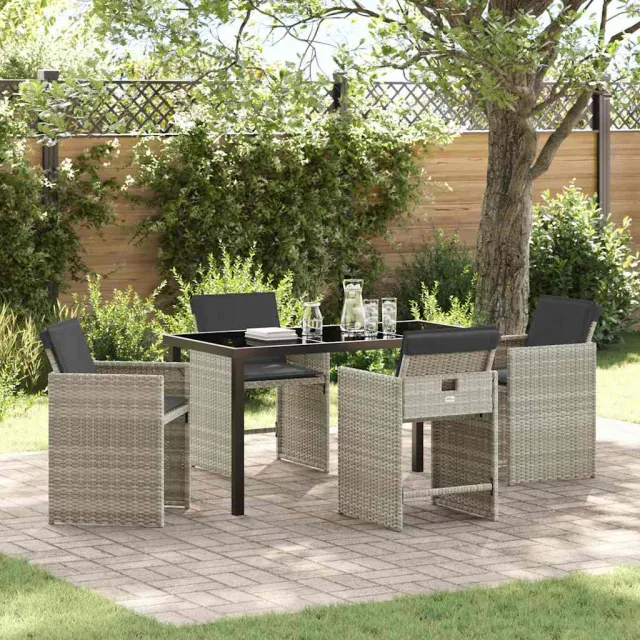 vidaXL Tuin eettafelset 5 st Lichtgrijs poly rattan, foto 2