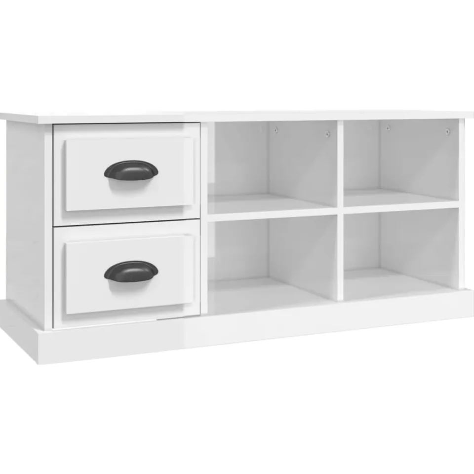 vidaXL Tv-meubel 102x35,5x47,5 cm bewerkt hout hoogglans wit
