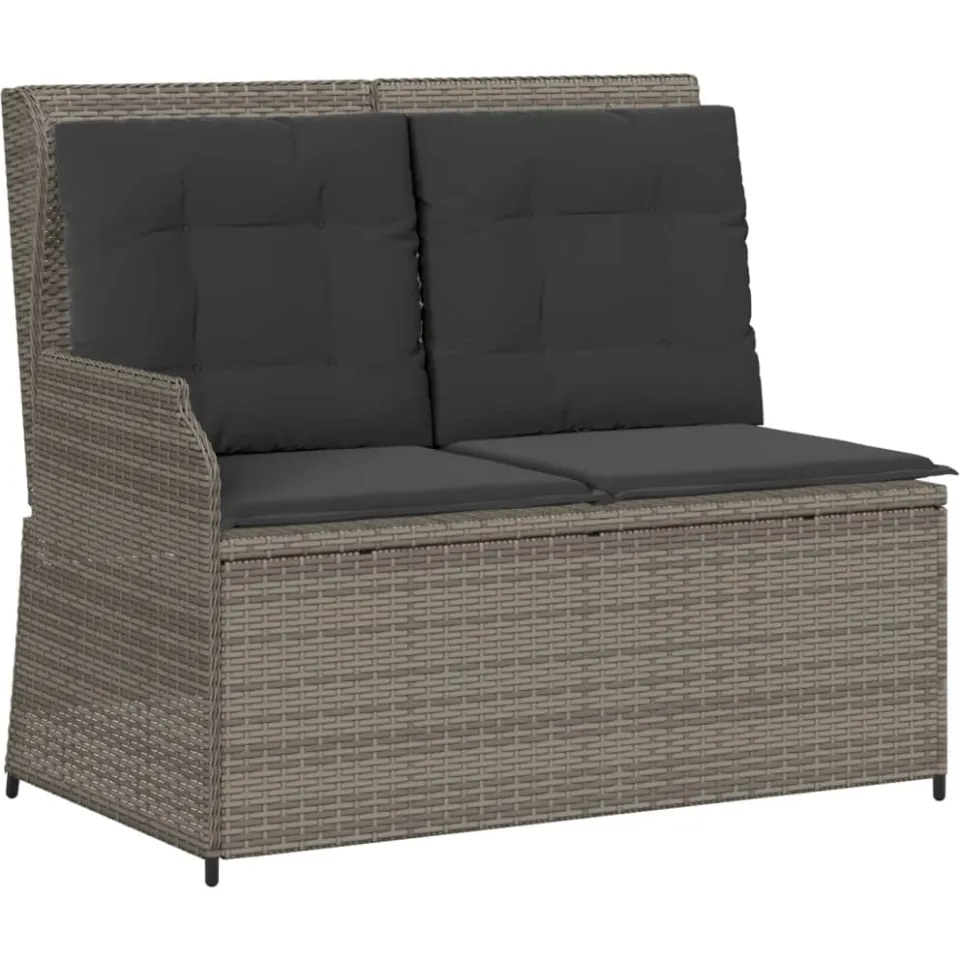 vidaXL 5-delige Loungeset met kussens poly rattan grijs