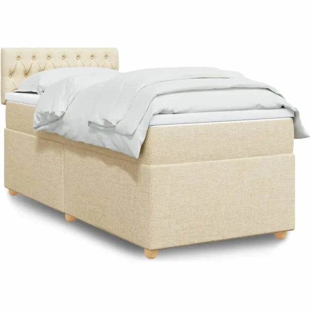 vidaXL Boxspring met matras stof crèmekleurig 80x200 cm