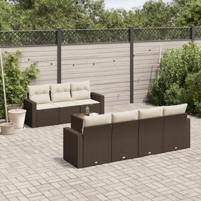 vidaXL 8-delige Loungeset met kussens poly rattan bruin, foto 2