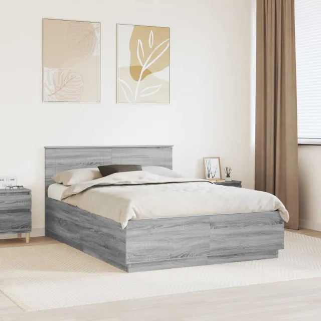 vidaXL Bedframe met hoofdeinde Grijs sonoma 160 x 200 cm Bewerkt hout