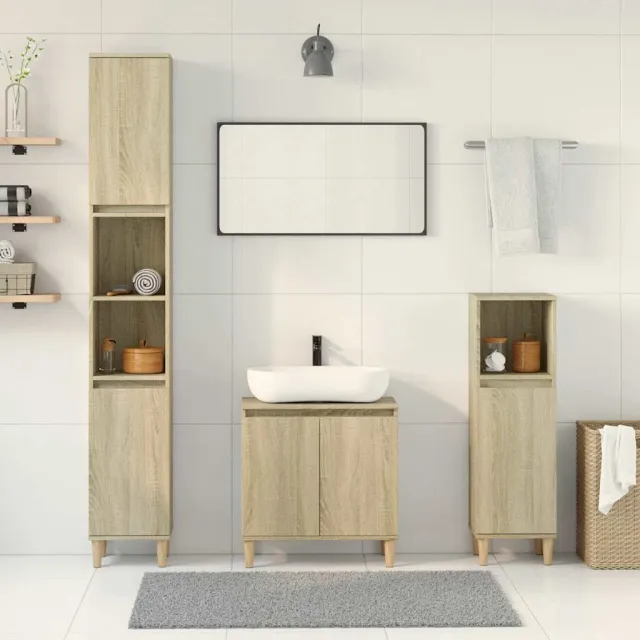 vidaXL 3-delige Badkamermeubelset bewerkt hout sonoma eikenkleurig, foto 2