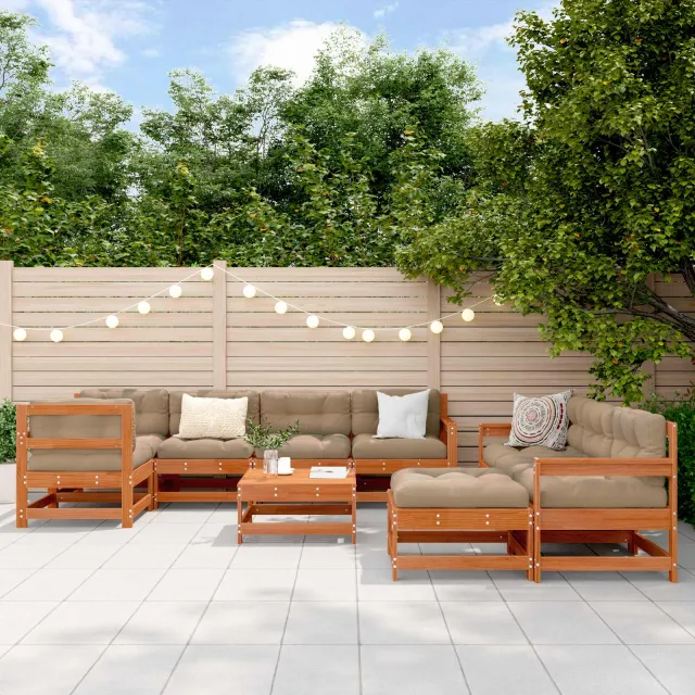 vidaXL Tuin loungeset 10 st Wax Bruin Den Massief grenenhout, foto 2