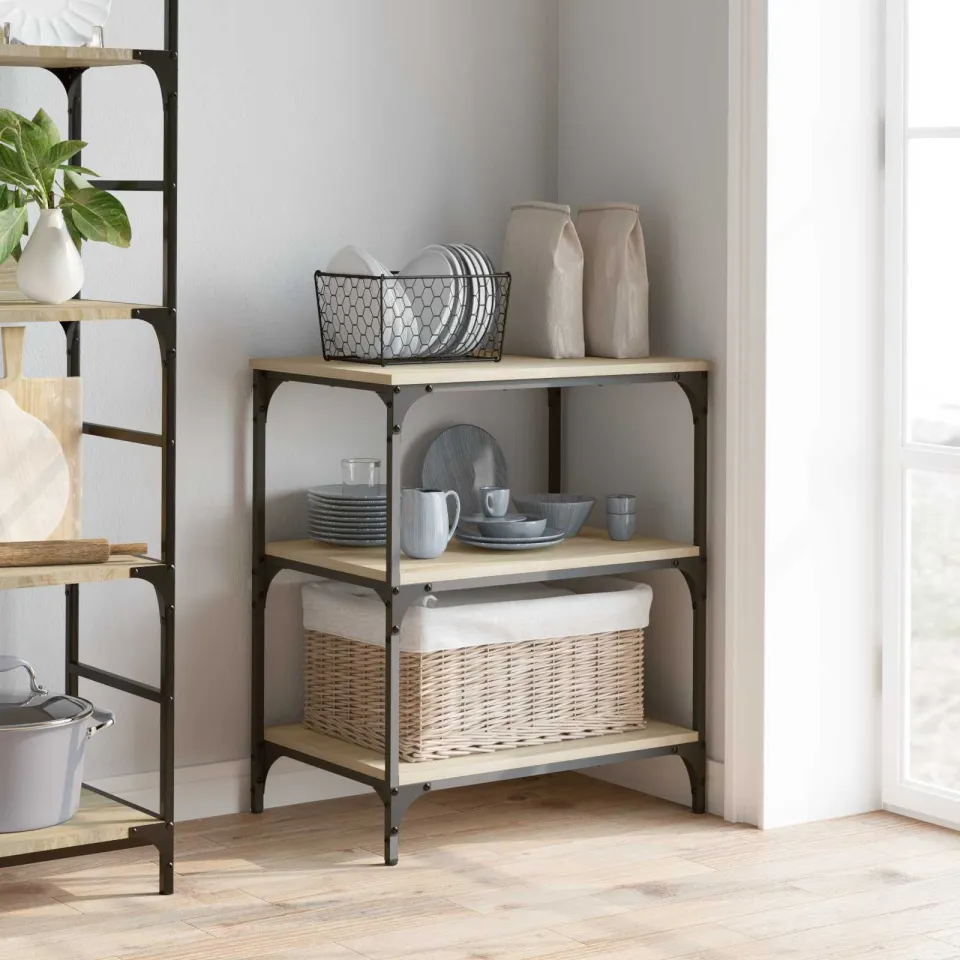 vidaXL Keuken Trolley Sonoma Eiken 60 x 41 x 76 cm Bewerkt hout, foto 4