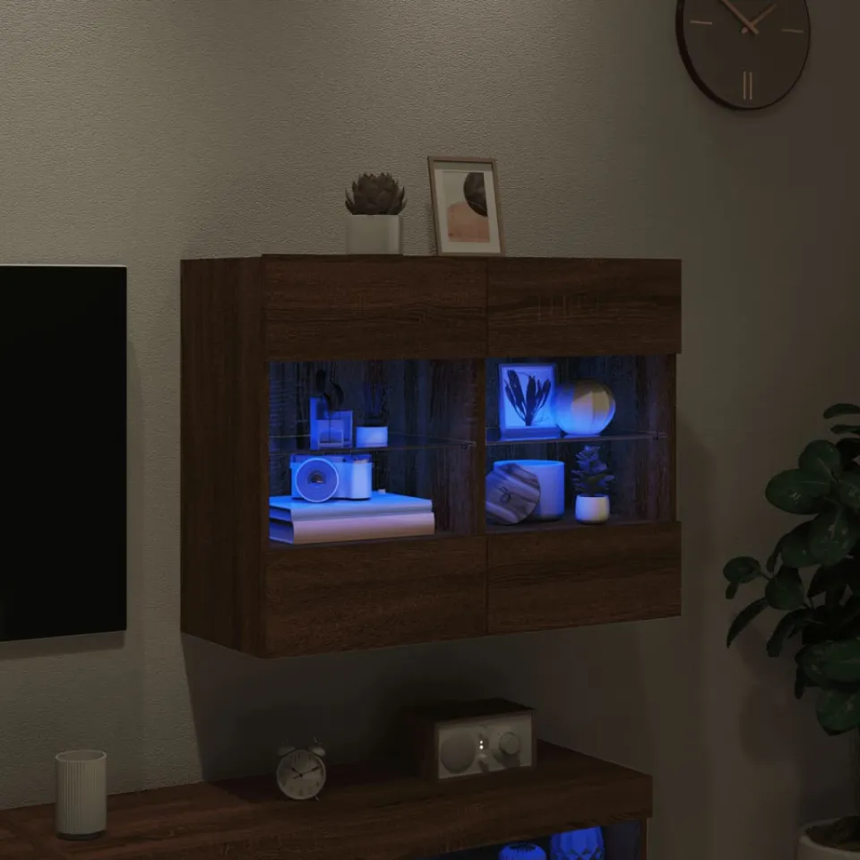 vidaXL Tv-wandmeubel met LED 78,5x30x60,5 cm bruin eikenkleur, foto 4