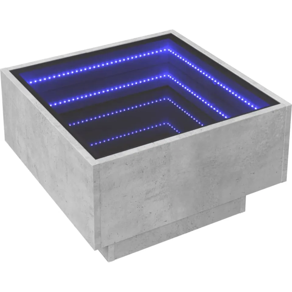vidaXL Salontafel met LED 50x50x30 cm bewerkt hout betongrijs