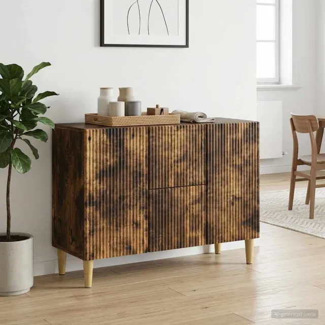 vidaXL Dressoir Gerookt eiken 89 x 34,5 x 60 cm Bewerkt hout Bruin