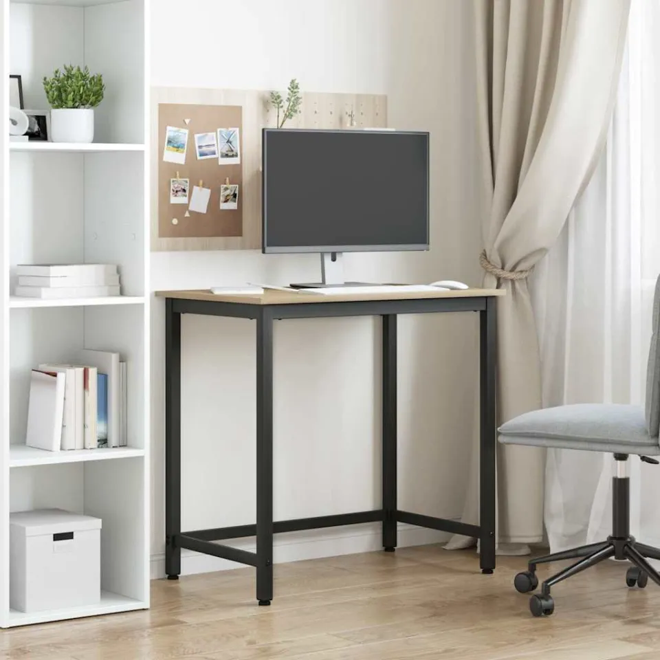 vidaXL Tafel Sonoma Eiken 100 x 50 x 76,5 cm Engineered hout en staal, foto 3