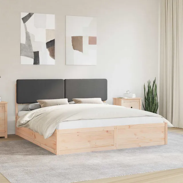 vidaXL Bedframe met Gevoerd Hoofdgedeelte Donkergrijs 180 x 200 cm