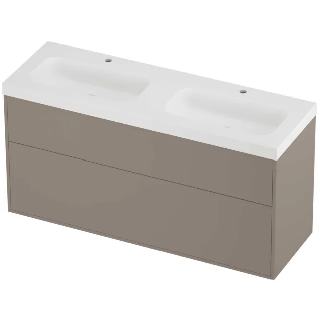 Proline Haga Badmeubelset Polystone Mezza 2 Laden 140x46x73 cm Mat White Clay Beige