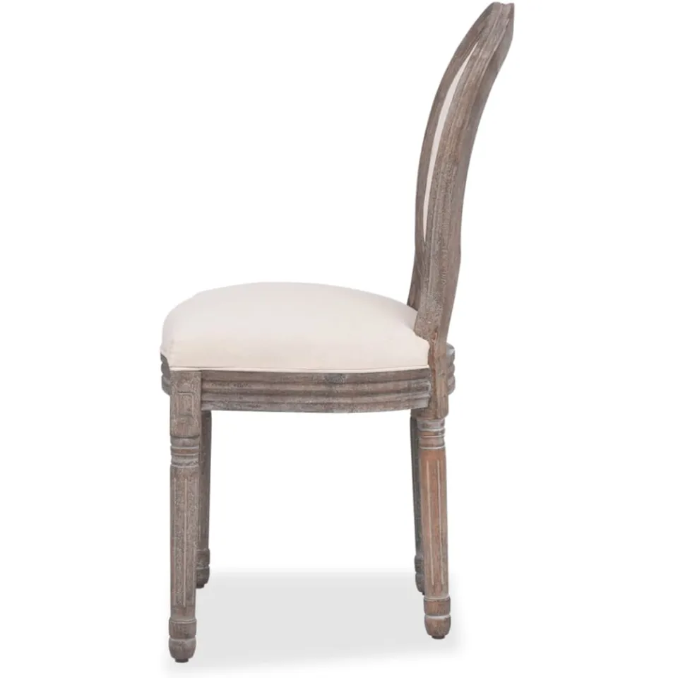 vidaXL Eetkamerstoelen 6 st stof crèmekleurig, foto 4