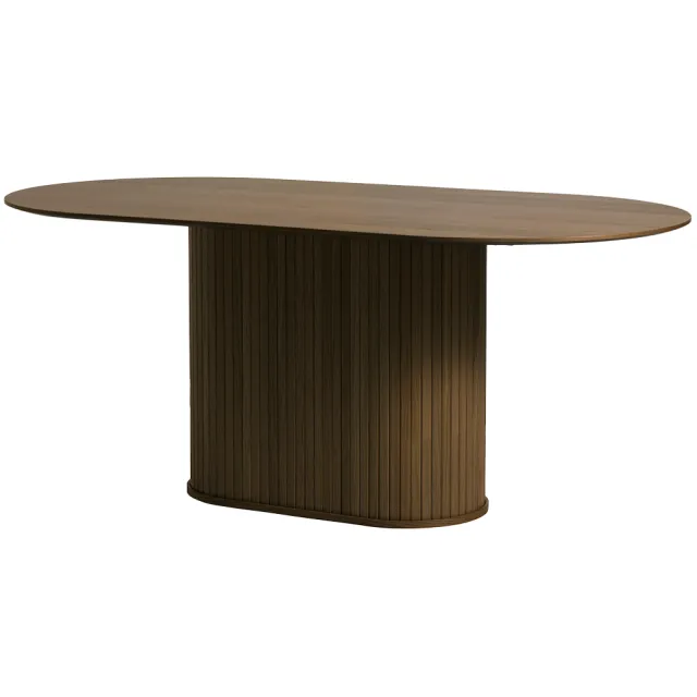 Olivine Lenn houten eettafel ovaal gerookt eiken - 180 x 95 cm Bruin