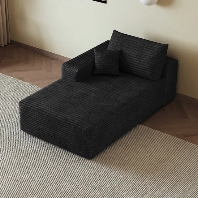 MODENUIT Slaapbank 175 x 95 x 83 cm - 1-Zits - Met Slaapfunctie - Voor Woonkamer En Slaapkamer - Stof - Zwart