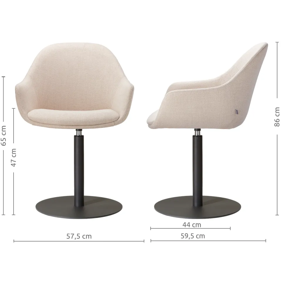 Nolon Niva-Mae draaibare tulp eetkamerstoel beige - mat zwart onderstel, foto 3