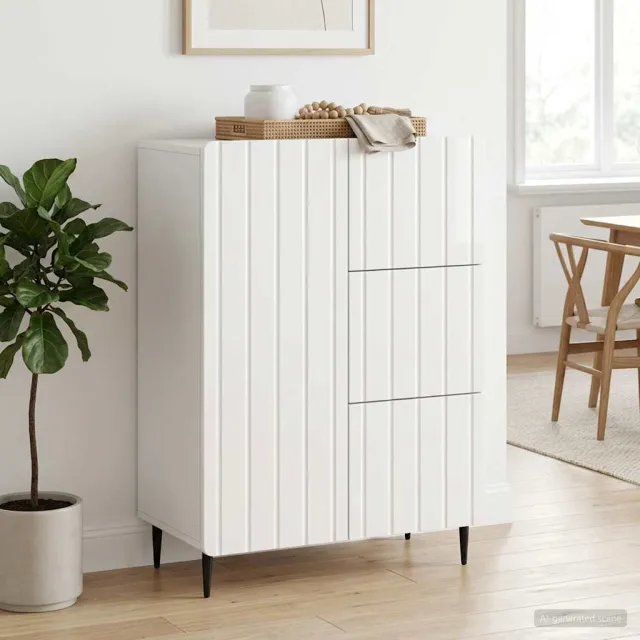 vidaXL Dressoir Hoogglans Wit 66 x 34,5 x 91,5 cm Bewerkt hout