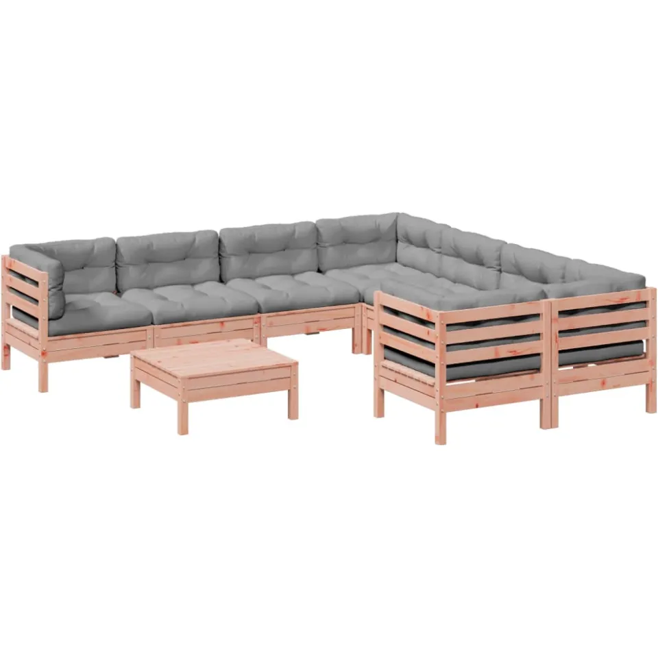 vidaXL 9-delige Loungeset met kussens massief douglas vurenhout Bruin