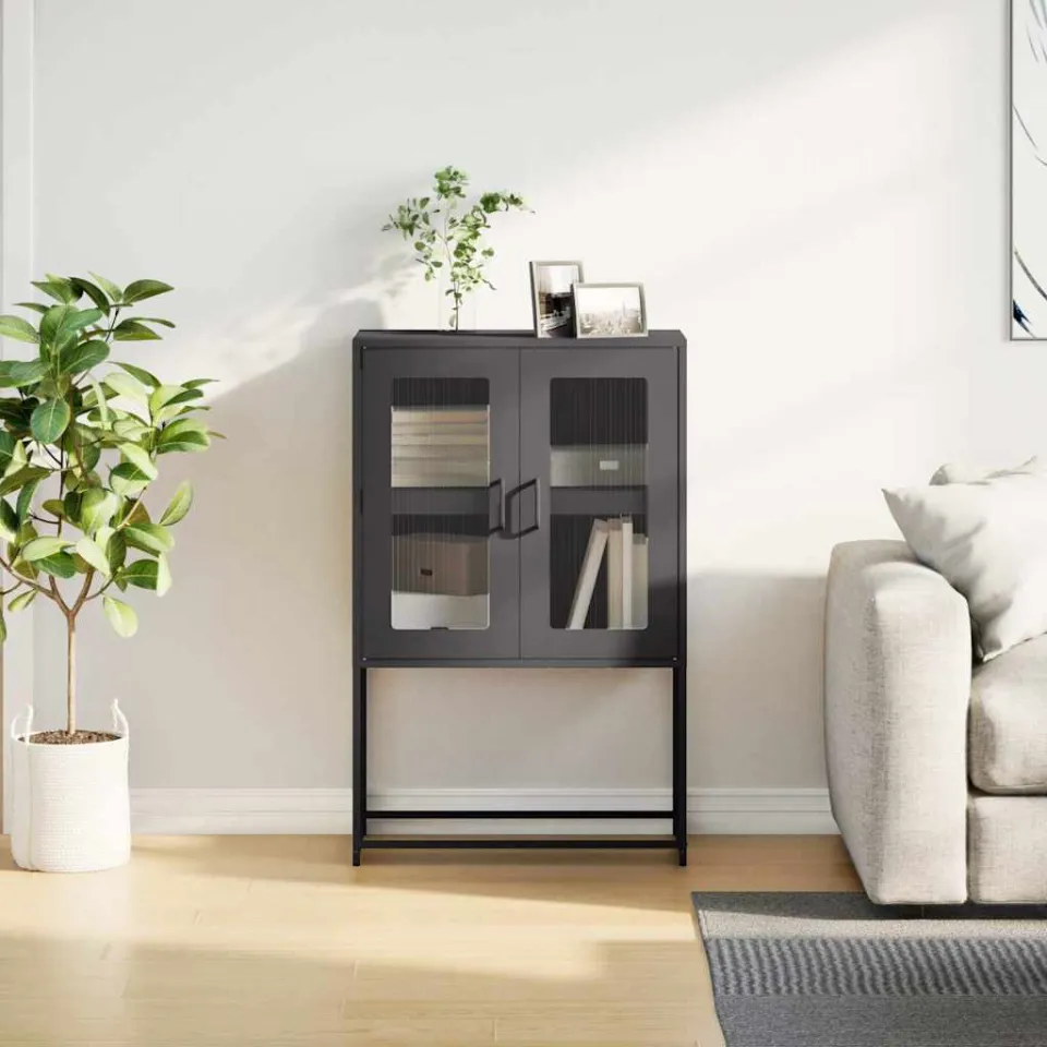 vidaXL Hoge kast 68x39x107 cm staal zwart, foto 3