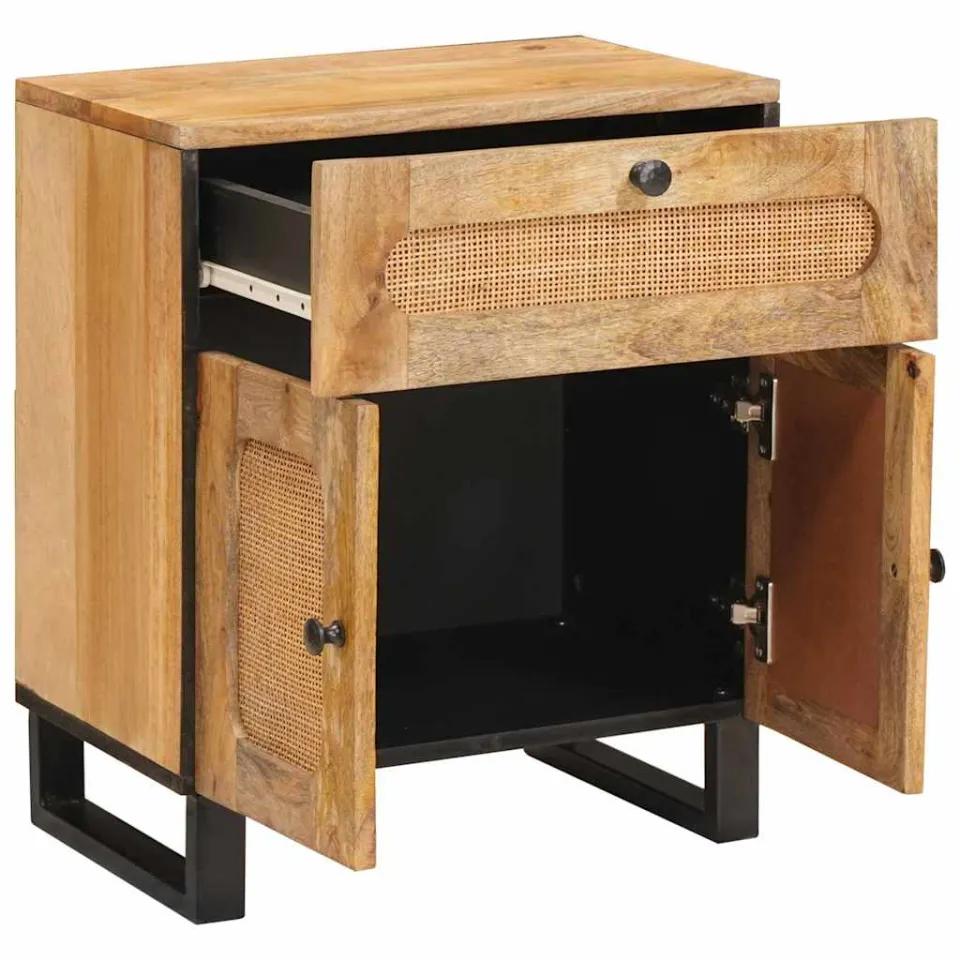 vidaXL Nachtkastje met lade Naturel 50 x 33 x 60 cm Massief Mango Hout, foto 2