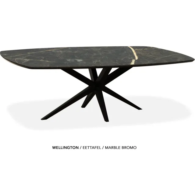 Maxfurn Deens ovale eettafel 160x92cm met verjongde rand | Zeer krasvast | Kleur: Marble bromo Marbel bromo