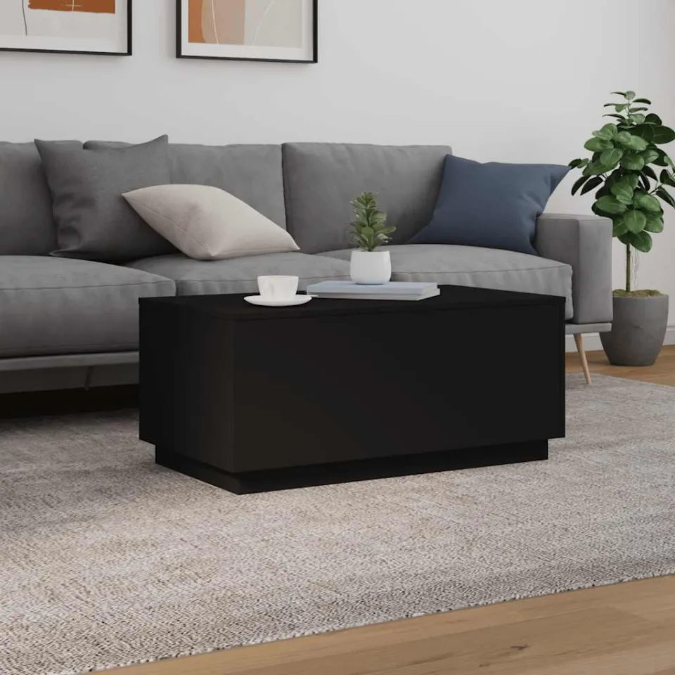 vidaXL Salontafel met LED-verlichting 90x50x40 cm zwart, foto 3
