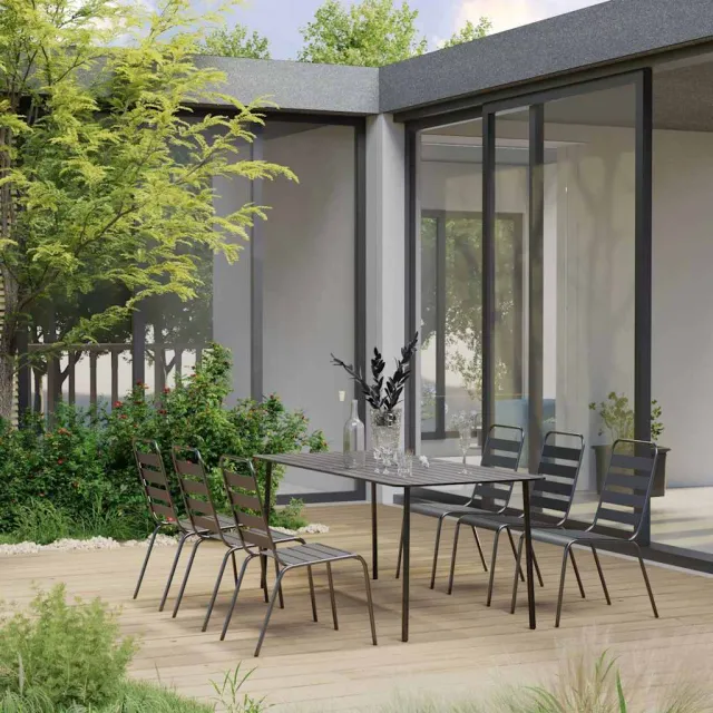vidaXL 7-delige Tuinset staal donkergrijs grijs, foto 2