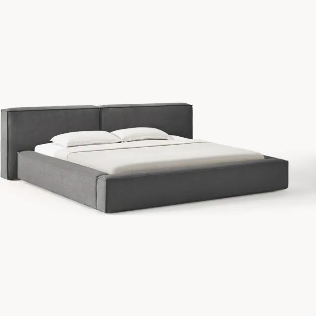 Westwing Collection Gestoffeerd bed Lennon Antraciet