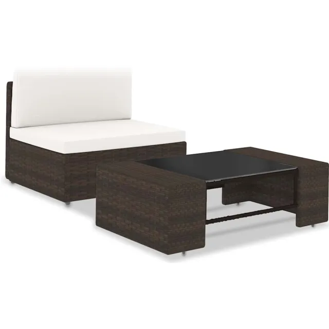 vidaXL 2-delige Loungeset poly rattan bruin