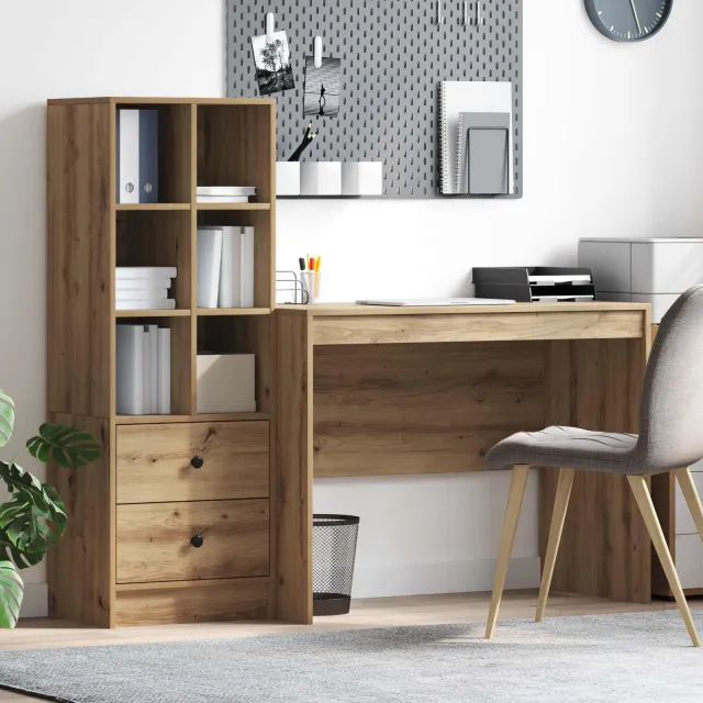 vidaXL Bureau Artisan Eiken 145.5 x 50 x 127 cm 2 st Bruin